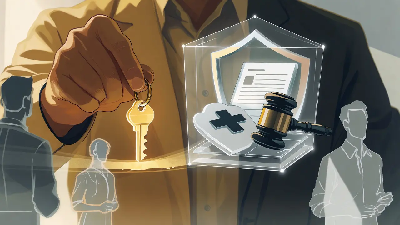 A person using a light key to grant temporary access to a secure digital file vault.